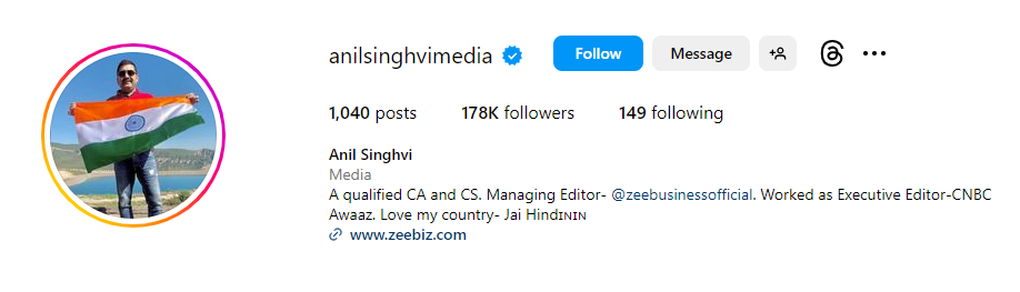 Anil Singhvi instagram